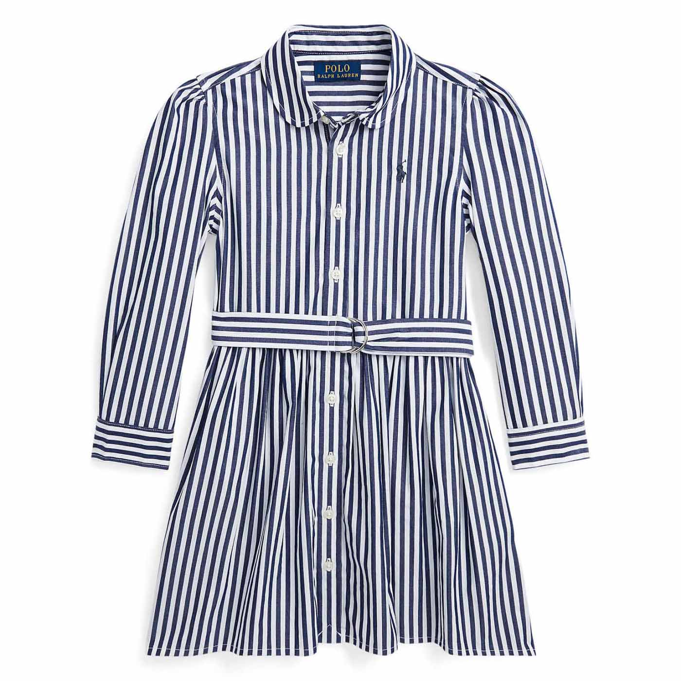 Ralph Lauren Striped Belted Cotton Poplin Shirtdress 2-6